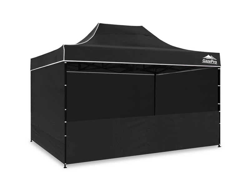 DS Gazebo with Silver-Coated Roof 3m x 4.5m - Black