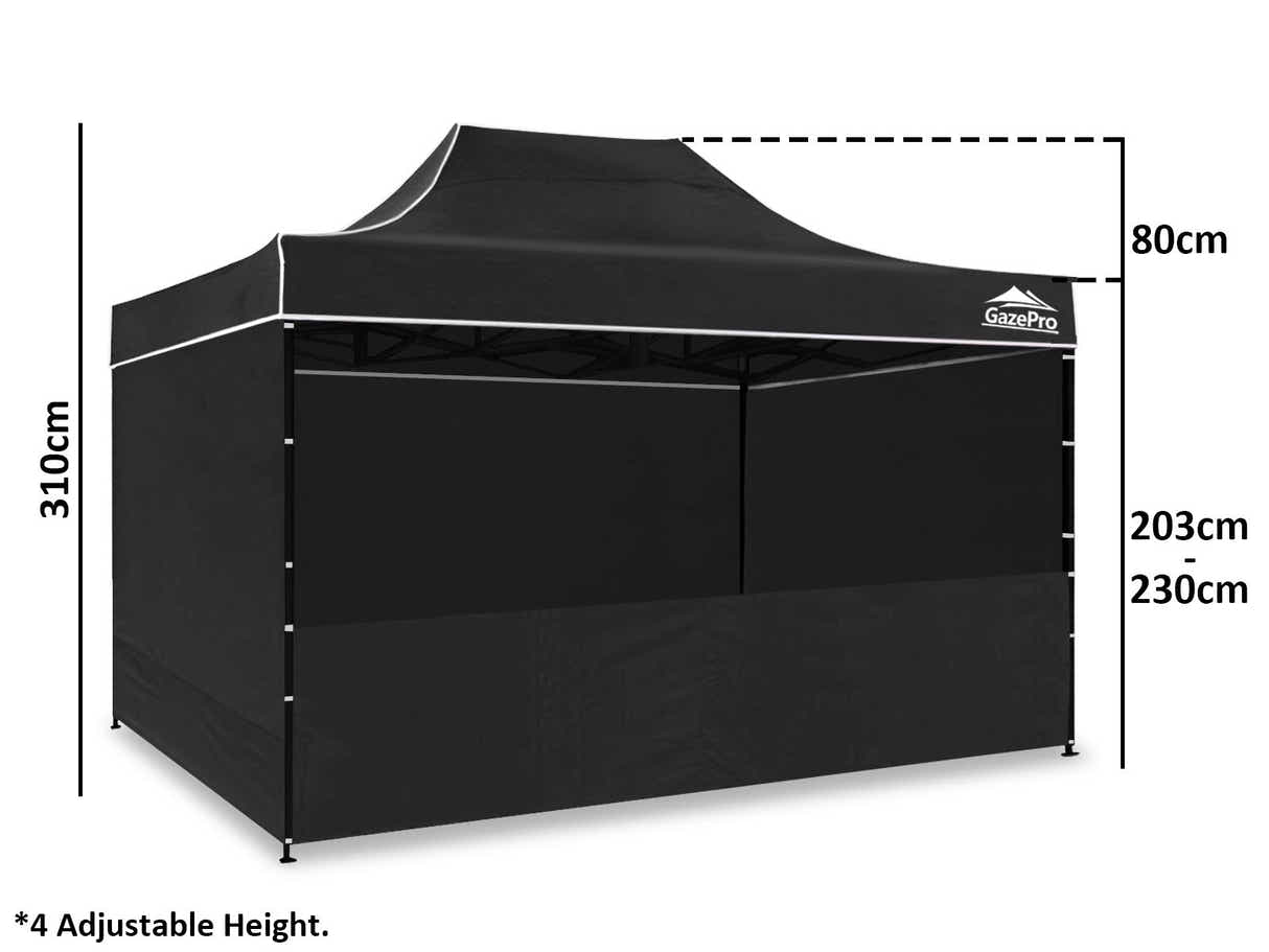 Gazebo with Silver-Coated Roof 3m x 4.5m - Black