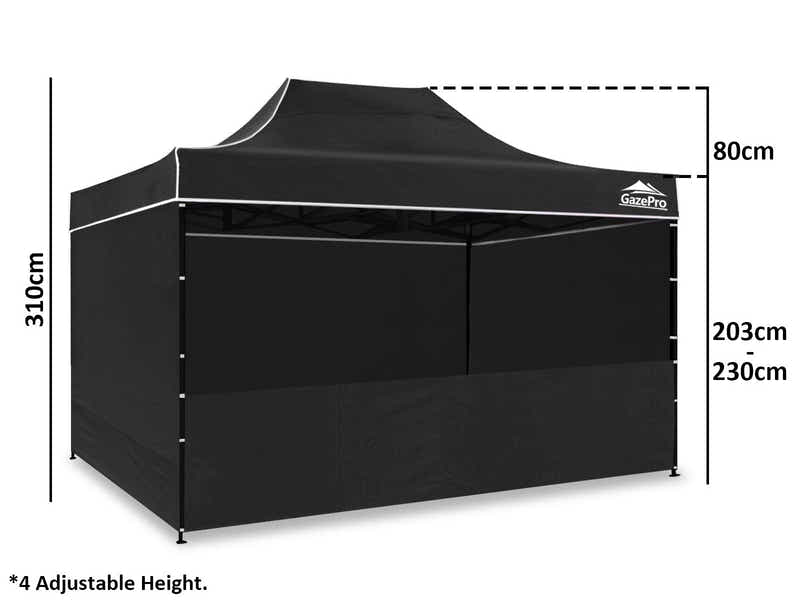 DS Gazebo with Silver-Coated Roof 3m x 4.5m - Black