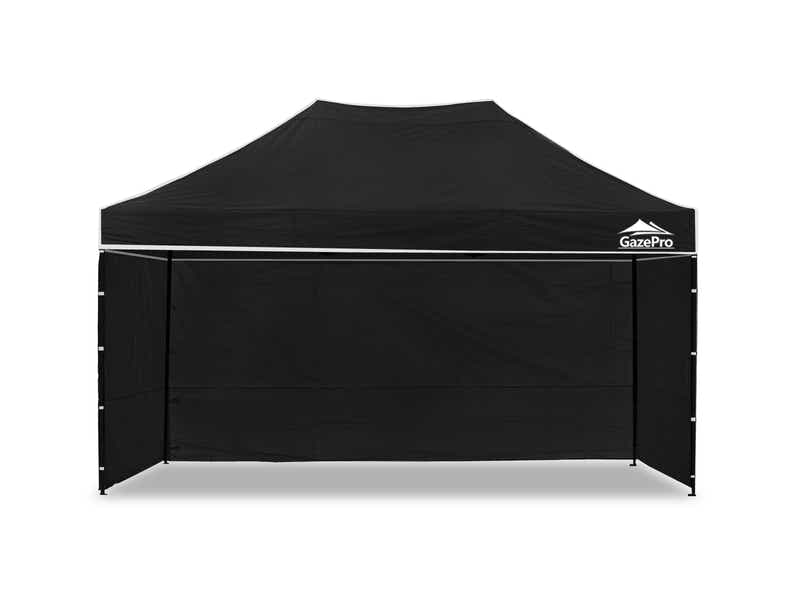 DS Gazebo with Silver-Coated Roof 3m x 4.5m - Black