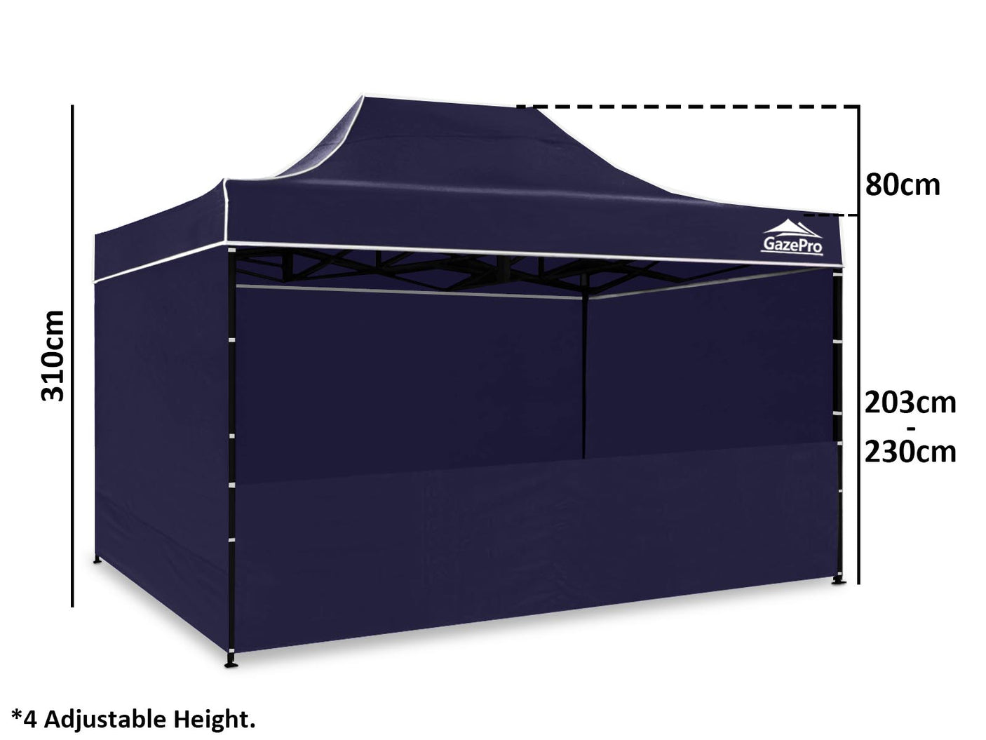 Gazebo Silver coated roof 3x4.5M Navy