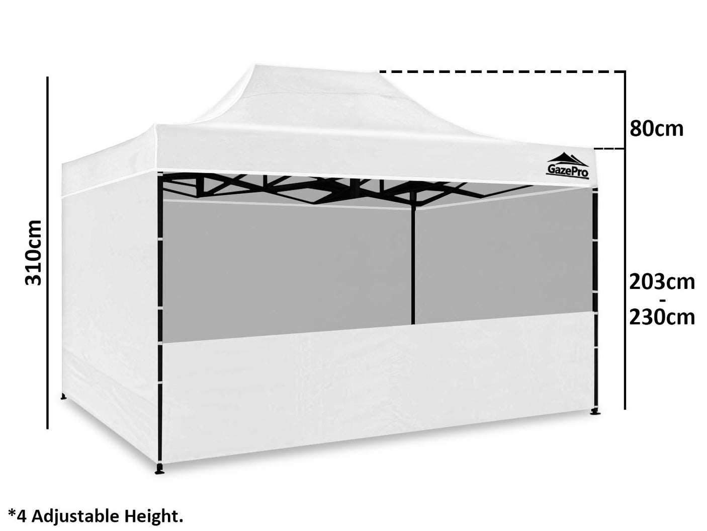 Gazebo Silver coated roof 3x4.5M White