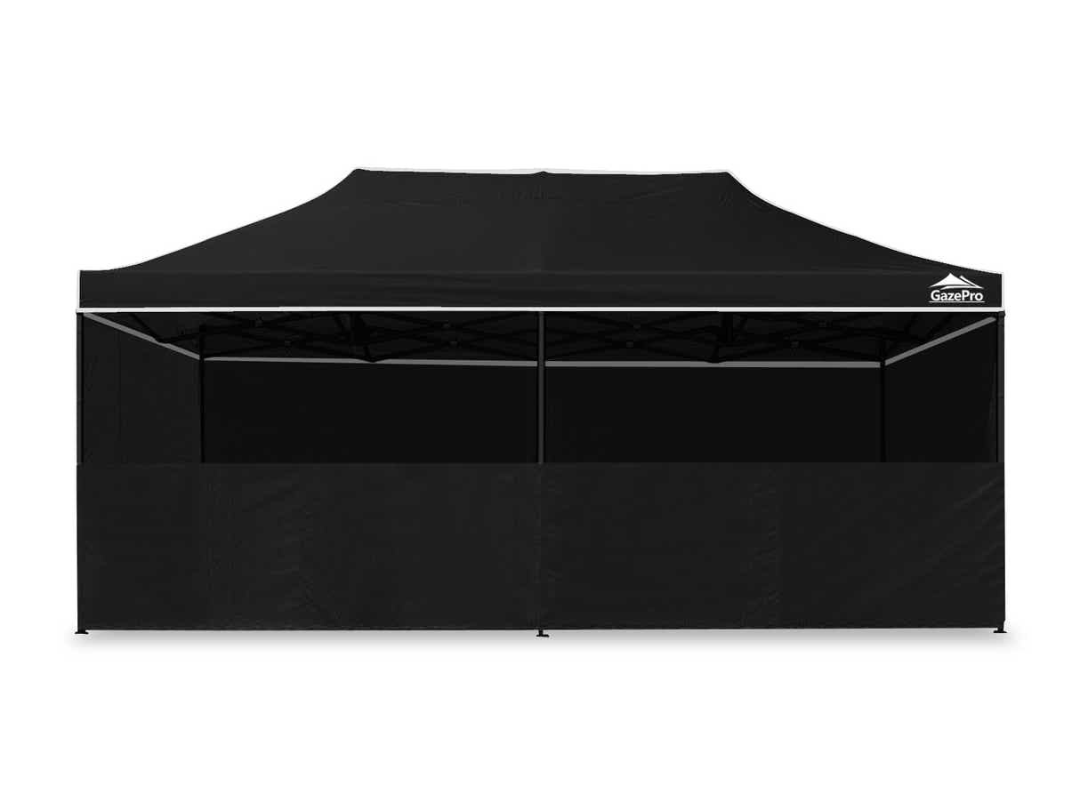 Gazebo with Silver-Coated Roof 3m x 6m - Black