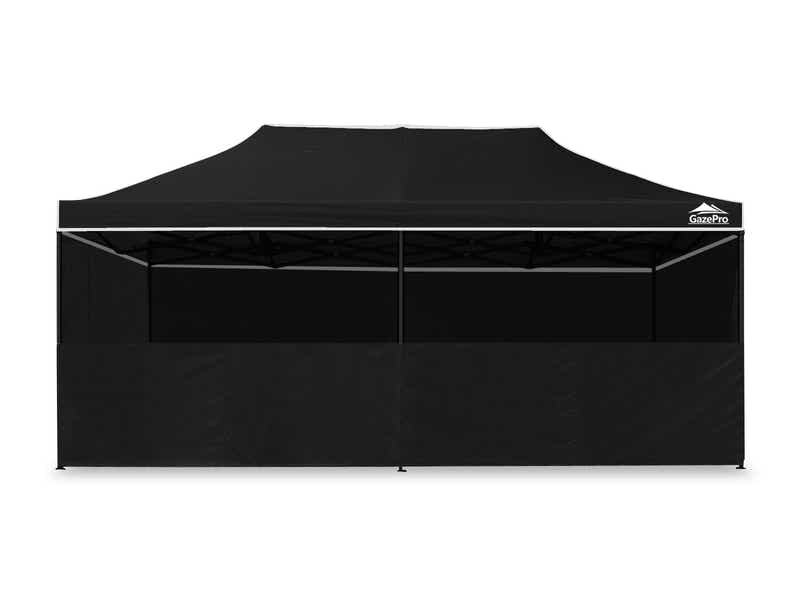 DS Gazebo with Silver-Coated Roof 3m x 6m - Black