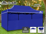 Gazebo with Silver-Coated Roof 3m x 6m - Blue