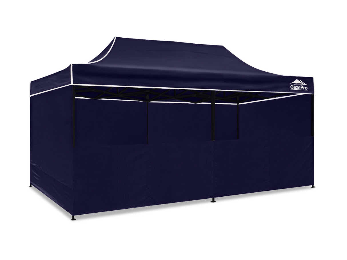Gazebo with Silver-Coated Roof 3m x 6m - Navy
