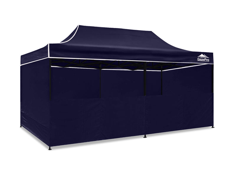 Gazebo with Silver-Coated Roof 3m x 6m - Navy
