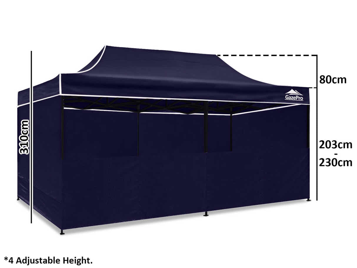 Gazebo with Silver-Coated Roof 3m x 6m - Navy