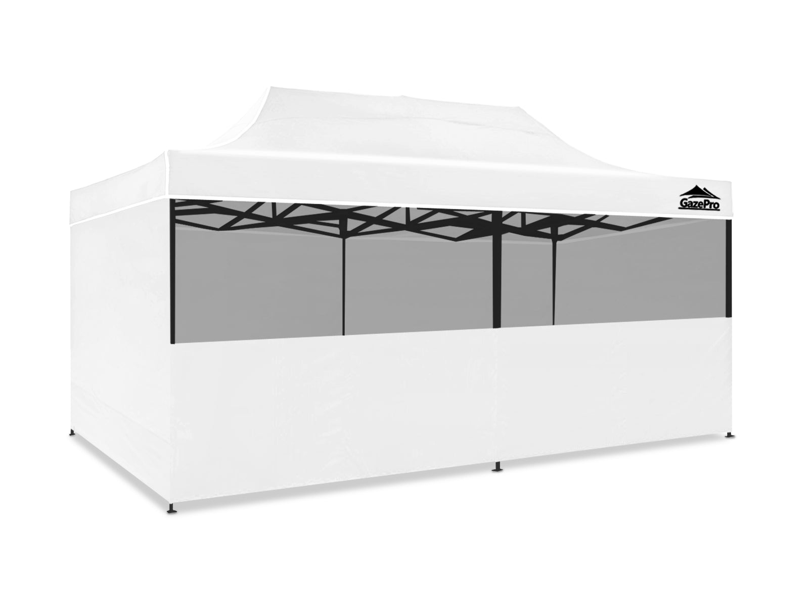 Gazebo Silver coated roof 3x6m White