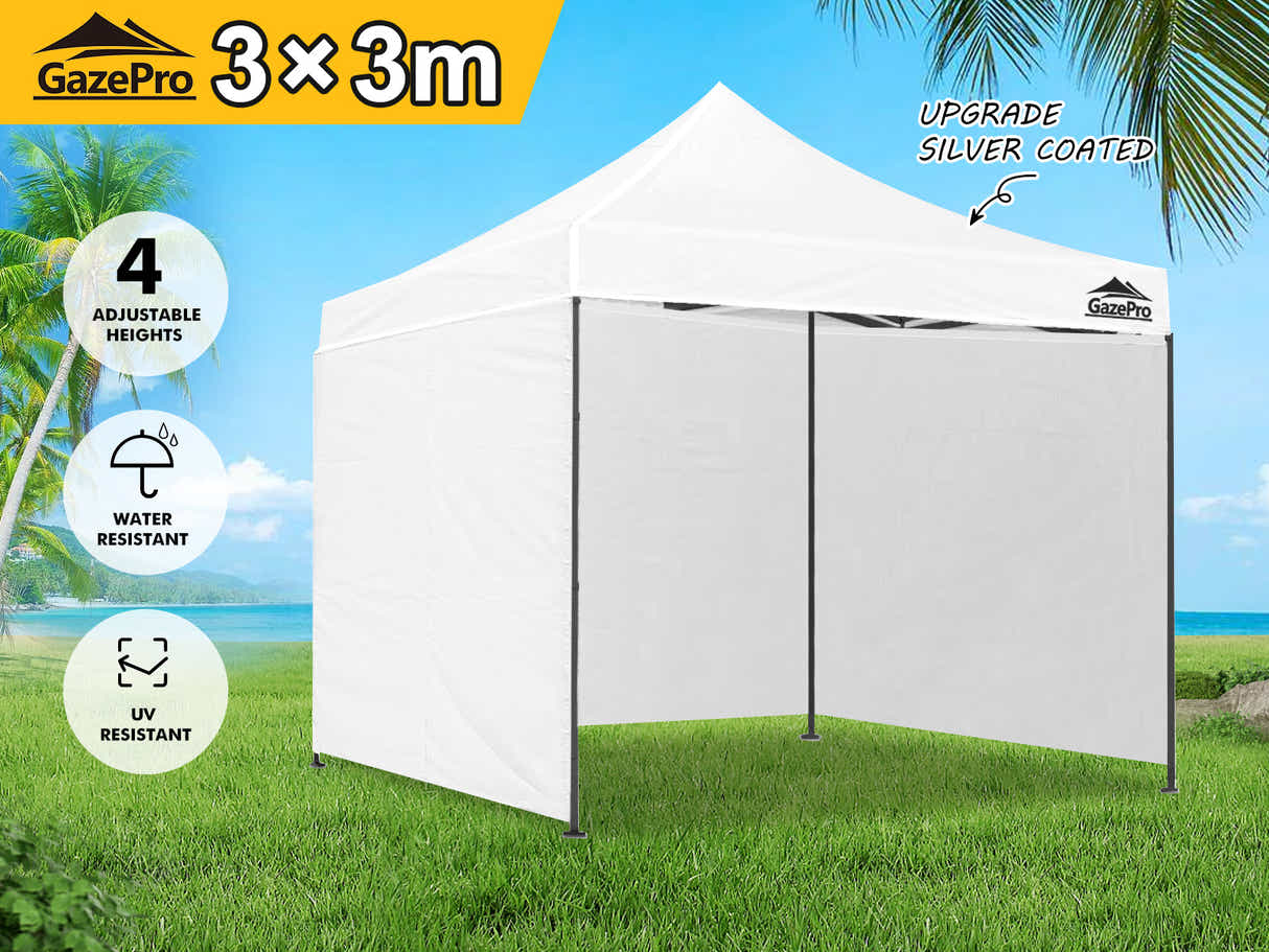 Gazebo with Silver-Coated Roof 3m x 3m - White