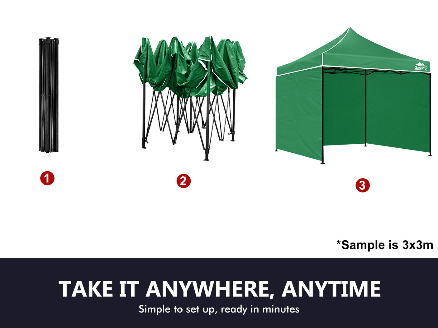 Gazebo Silver coated roof 3x3m Green
