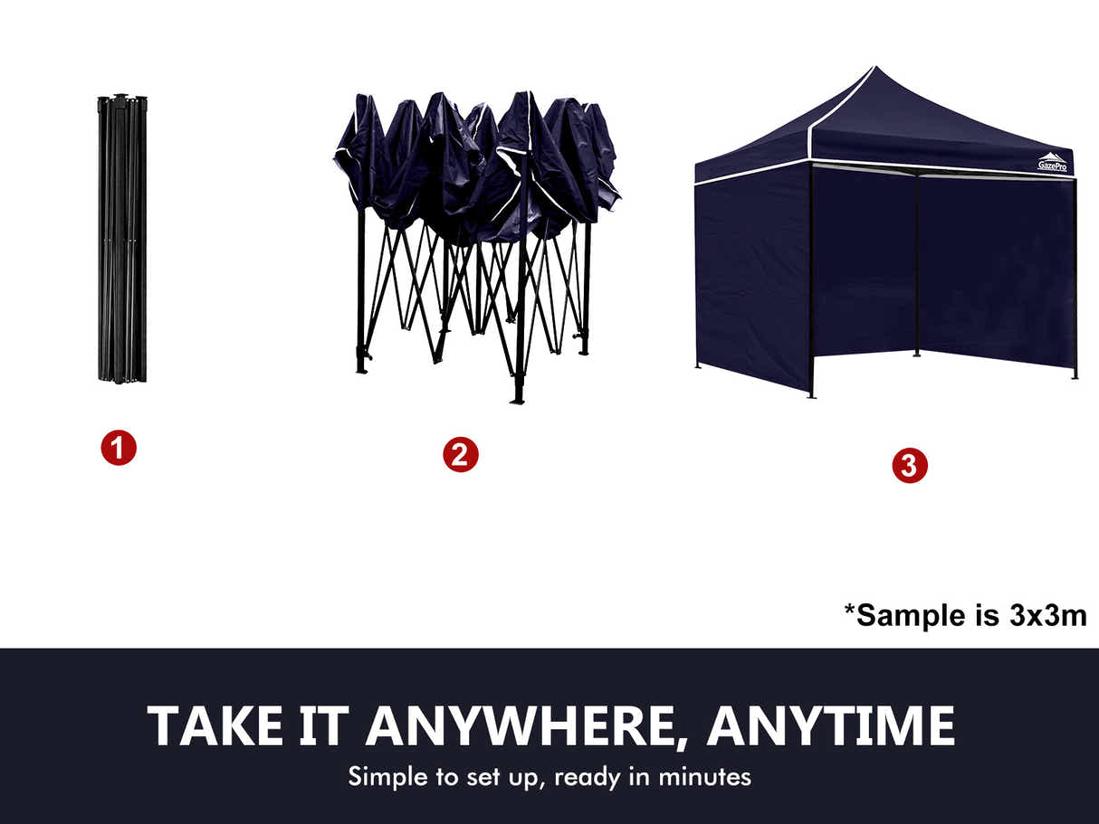 Gazebo with Silver-Coated Roof 3m x 4.5m - Navy