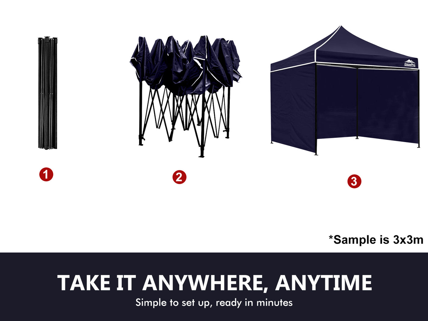 Gazebo Silver coated roof 3x4.5M Navy
