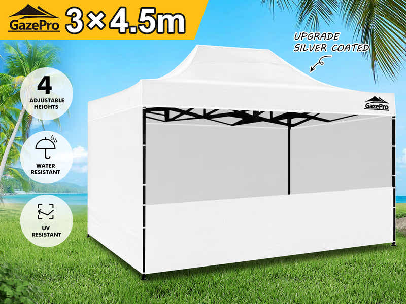 Gazebo with Silver-Coated Roof 3m x 4.5m - White