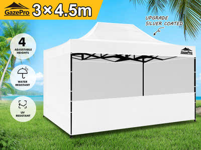 Gazebo with Silver-Coated Roof 3m x 4.5m - White