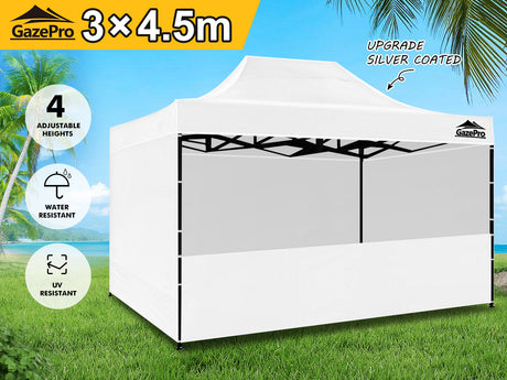 Gazebo with Silver-Coated Roof 3m x 4.5m - White
