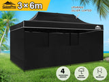 Gazebo Silver coated roof 3x6m Black
