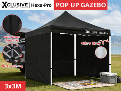 T DS Xclusive Gazebo D HEX 3x3m BLACK