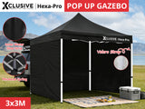 T Xclusive Gazebo D HEX 3x3m BLACK