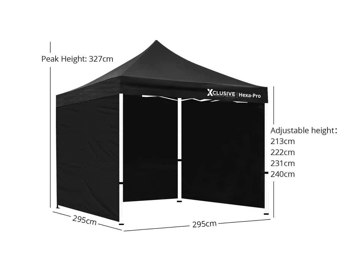 Xclusive Gazebo HEX 3m x 3m - Black