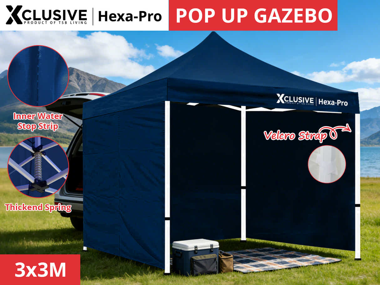 Xclusive Gazebo HEX 3m x 3m - Navy