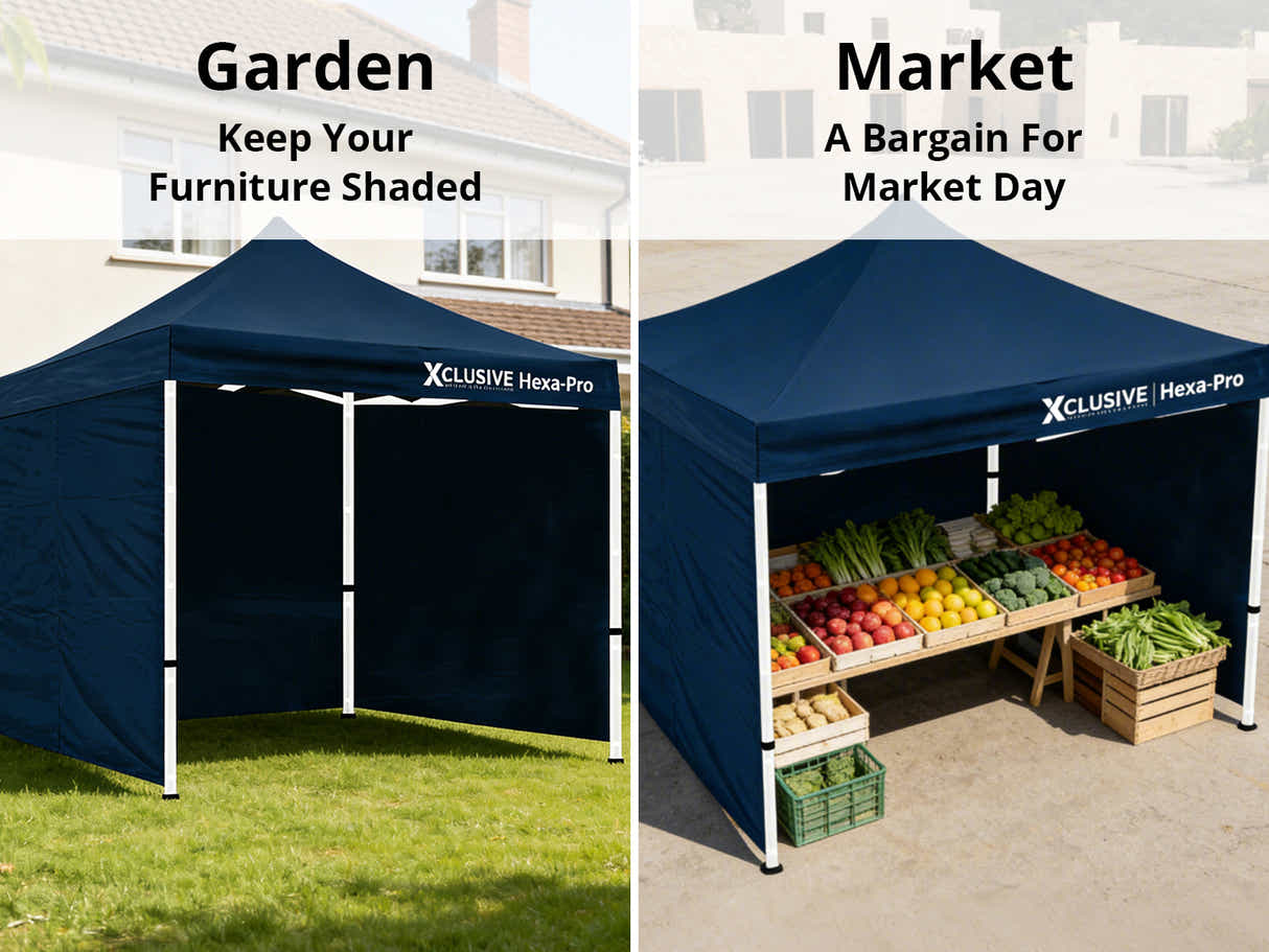 Xclusive Gazebo HEX with Wheel Bag 3m x 3m - Navy