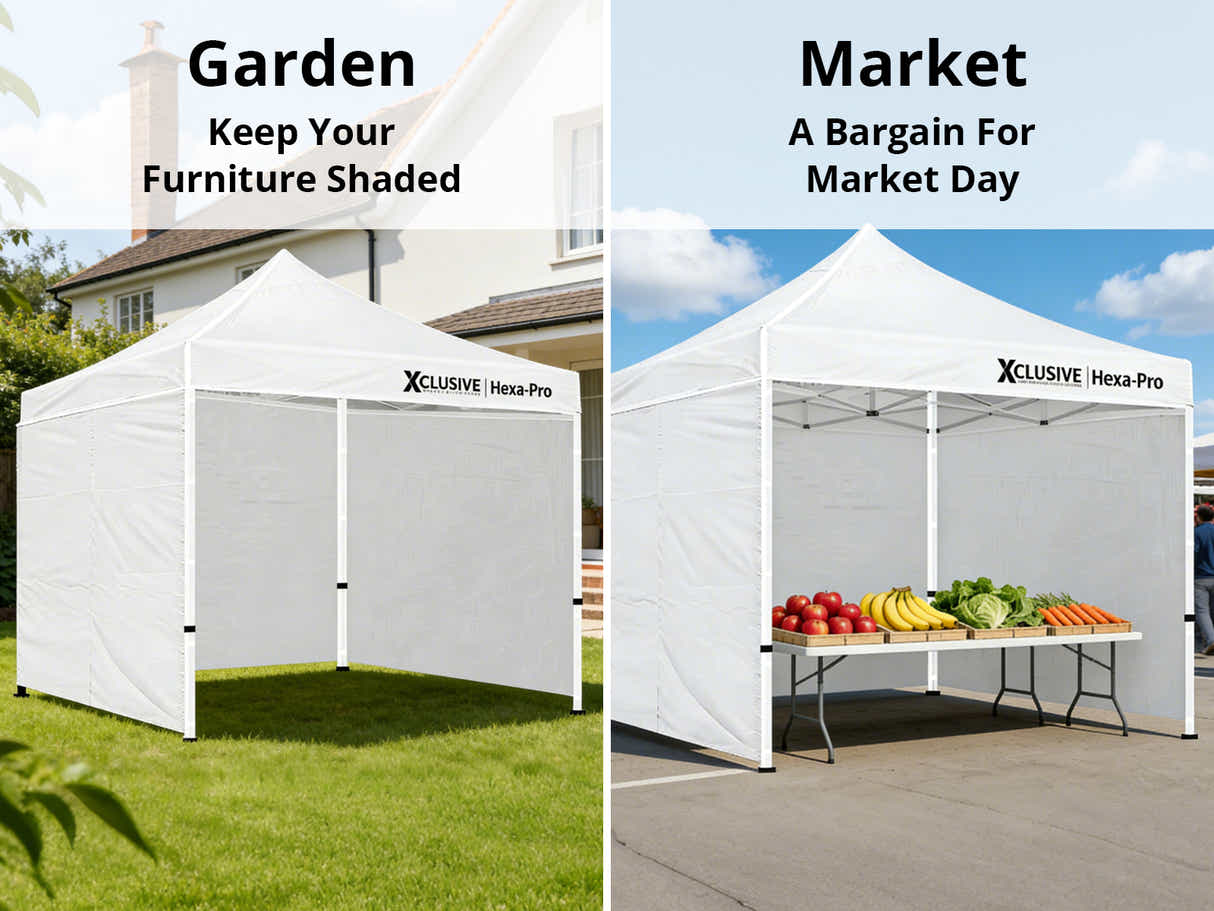 Xclusive Gazebo HEX with Wheel Bag 3m x 3m - White