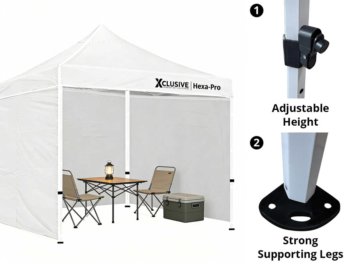 Xclusive Gazebo HEX with Wheel Bag 3m x 3m - White