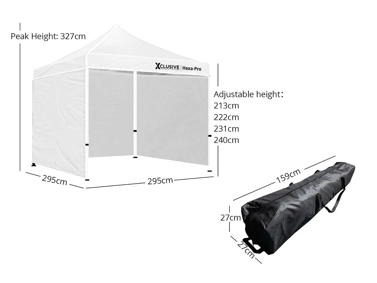 Xclusive Gazebo HEX with Wheel Bag 3m x 3m - White