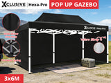 Xclusive Gazebo D HEX 3x6m BLACK
