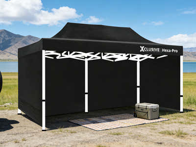 Xclusive Gazebo HEX 3m x 6m - Black