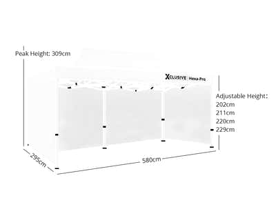 DS Gazebo D HEX 3x6m WHITE