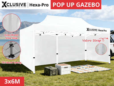 DS Xclusive Gazebo D HEX 3x6m WHITE