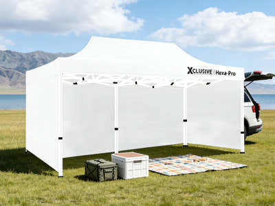 Xclusive Gazebo HEX 3m x 6m - White