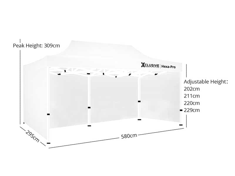 Xclusive Gazebo D HEX 3x6m WHITE