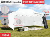 Gazebo D HEX 3x6m set WHITE with bonus wheel bag