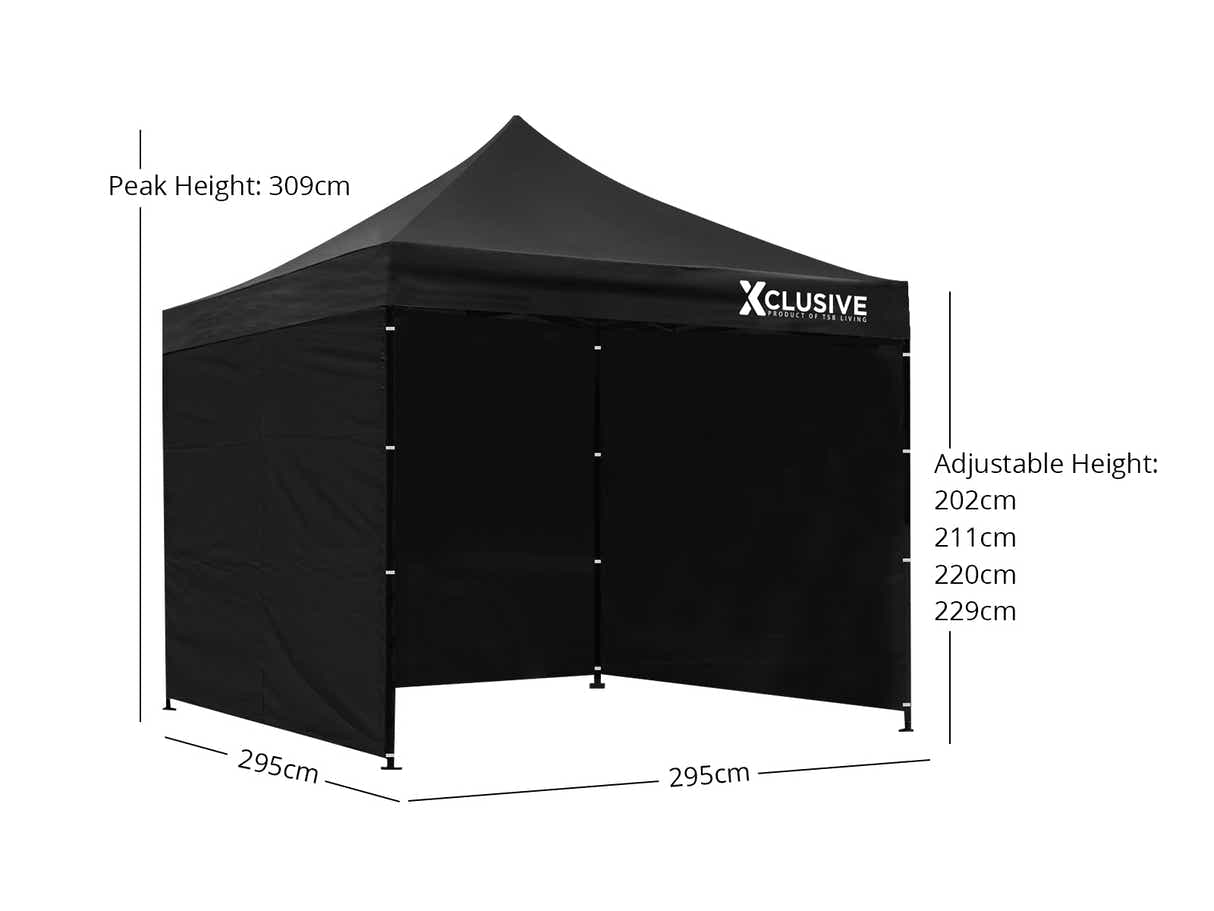 DS Xclusive Gazebo with Carry Bag 3m x 3m - Black