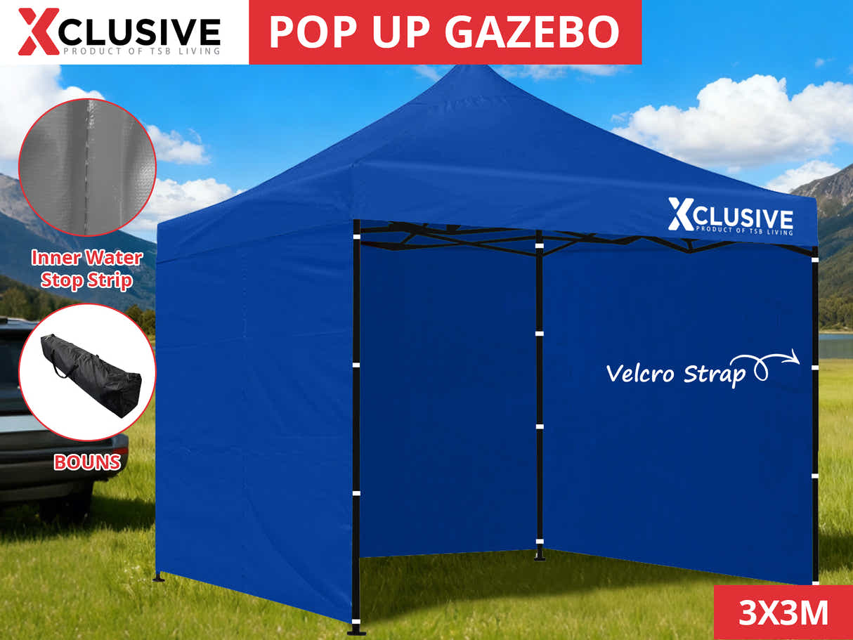 Xclusive Gazebo with Carry Bag 3m x 3m - Blue