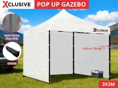 Xclusive Gazebo D 3x3m WHITE with bonus carry bag