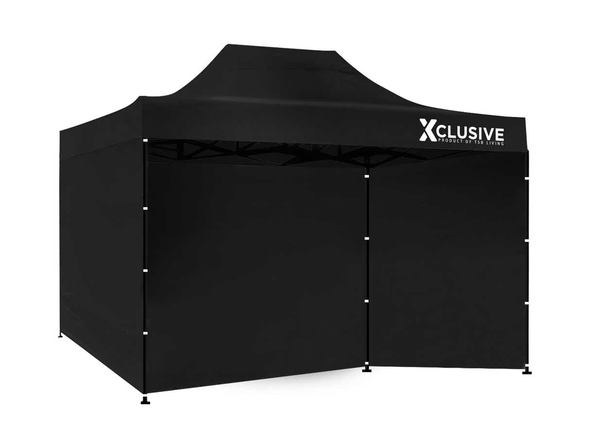 DS Xclusive Gazebo D 3x4.5m BLACK with bonus carry bag