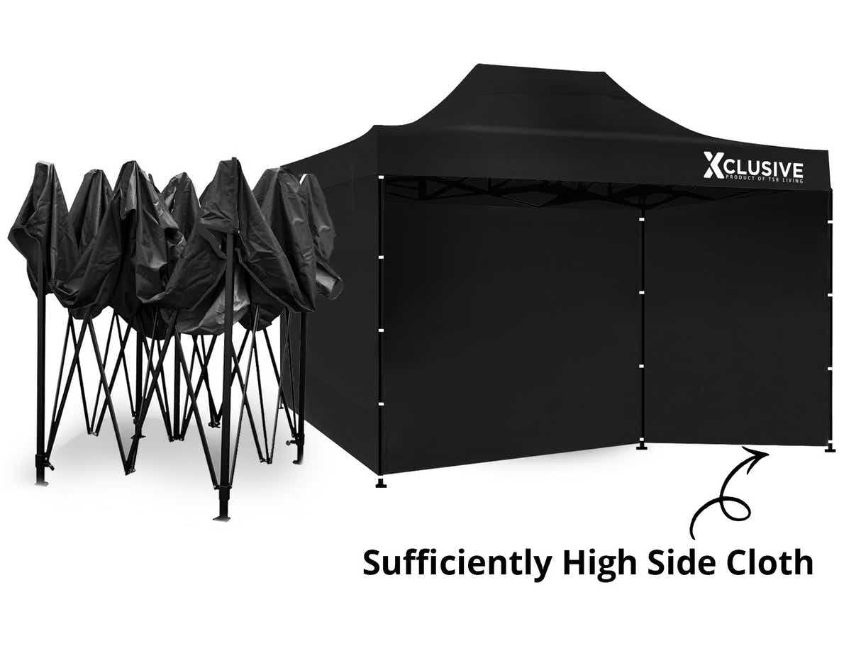 DS Xclusive Gazebo D 3x4.5m BLACK with bonus carry bag