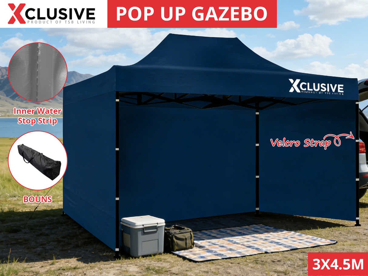 DS Xclusive Gazebo D 3x4.5m NAVY with bonus carry bag