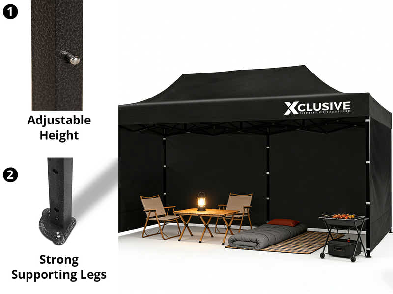 T Xclusive Gazebo D 3x6m BLACK