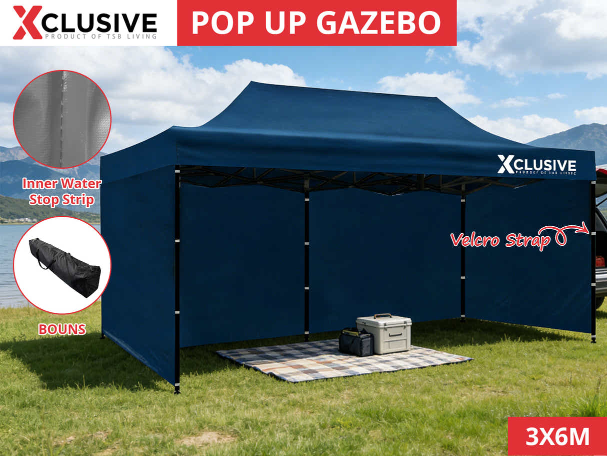 DS Xclusive Gazebo D 3x6m Navy with bonus carry bag