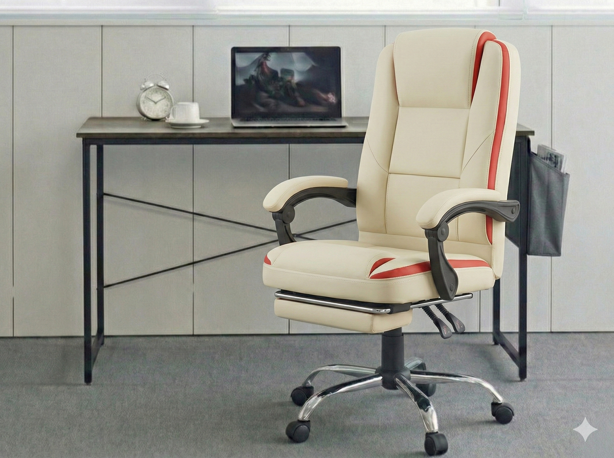Koa Desk With Storage Bag & Siena Executive Office Chair PU Beige