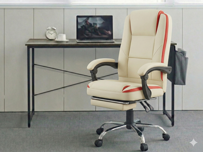 Koa Desk With Storage Bag & Siena Executive Office Chair PU Beige