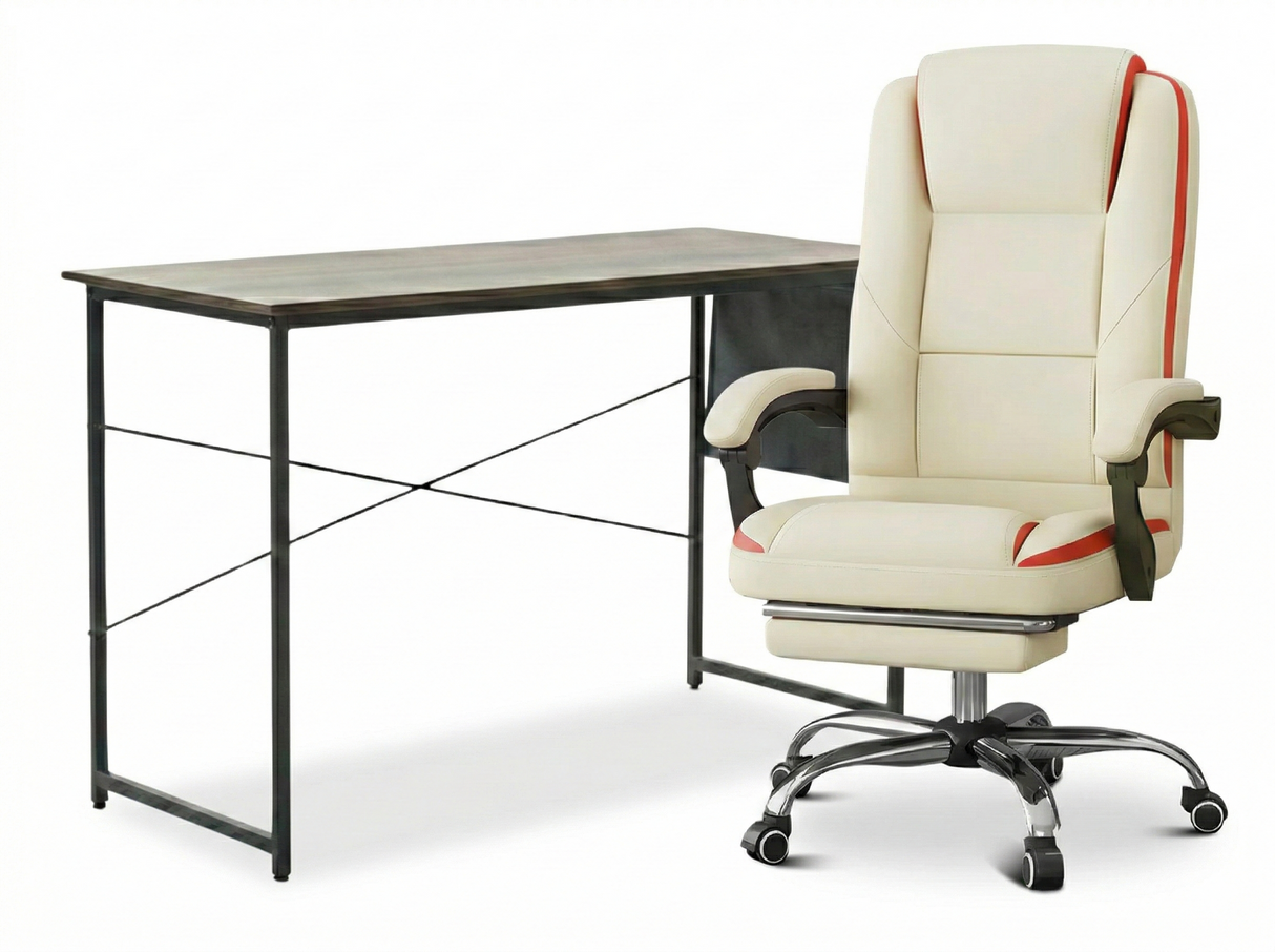 Koa Desk With Storage Bag & Siena Executive Office Chair PU Beige