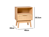 Naturlig Double Storage Bedside Table