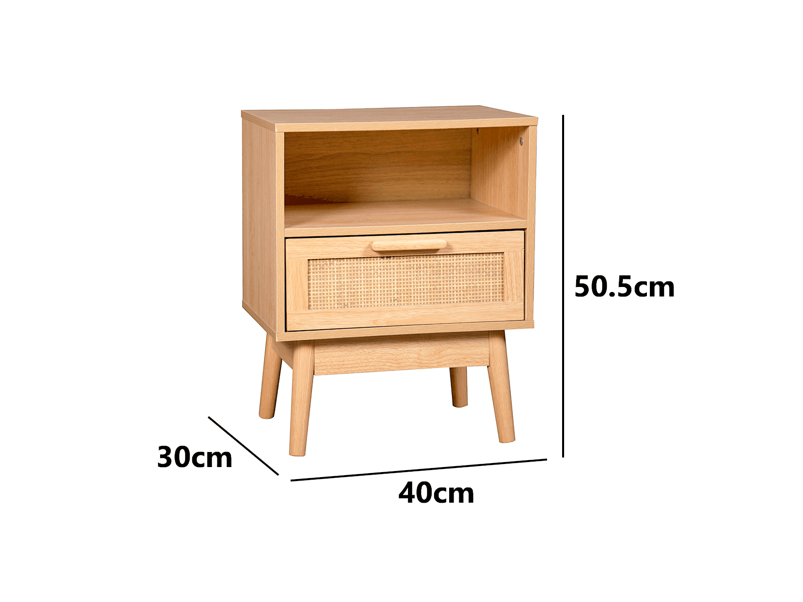 Naturlig Double Storage Bedside Table