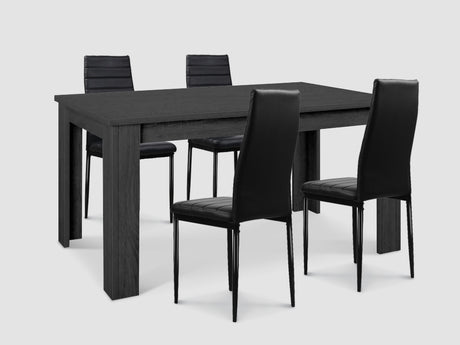 1.6M Dining Table Black + Salem Dining Chair X4